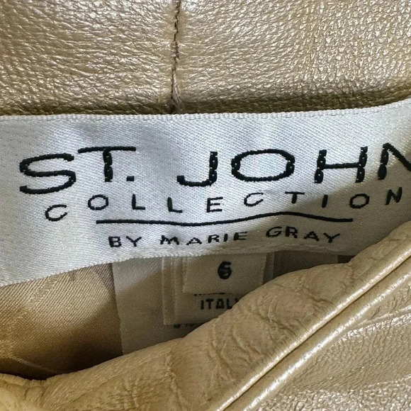 St. John - Gold  Tan Leather Straight Leg - Picture 11 of 15
